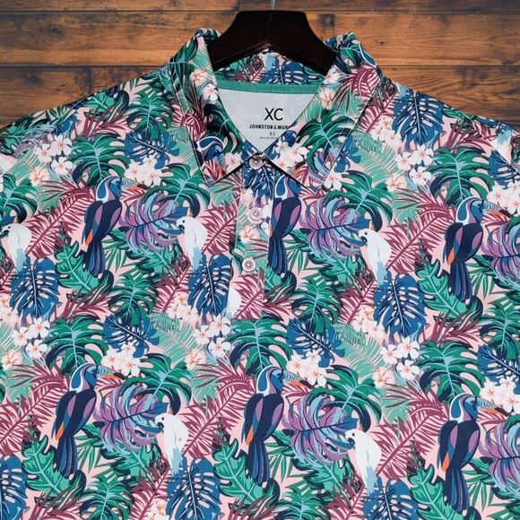 Johnston Murphy XC4 Performance‎ Golf Polo Men's XL Tropical All Over Print - Picture 1 of 12